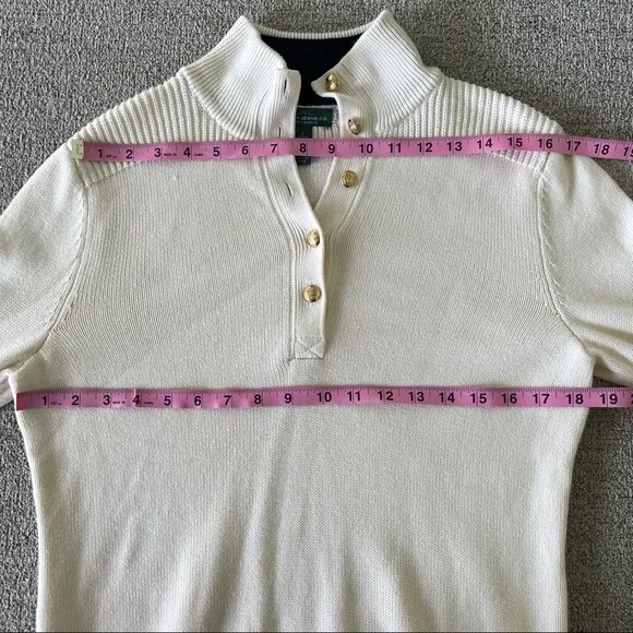 Ralph Lauren Lauren Jeans Co Cream & Navy Military Patch Pullover Sweater Large - Picture 9 of 11